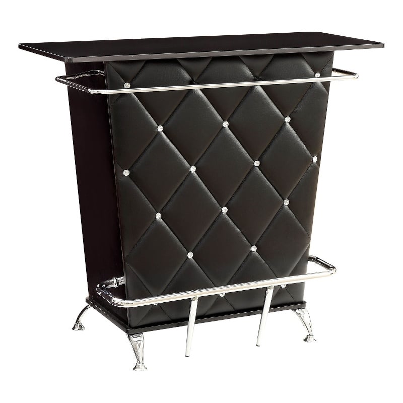 Contemporary Style Leatherette Padded Bar Table With Button Tufting- Black