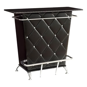 Contemporary Style Leatherette Padded Bar Table With Button Tufting- Black