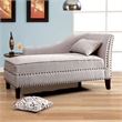 Fabric Upholstered Chaise with Pillow and Nailhead Trim- Light Gray
