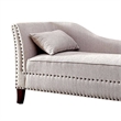 Fabric Upholstered Chaise with Pillow and Nailhead Trim- Light Gray