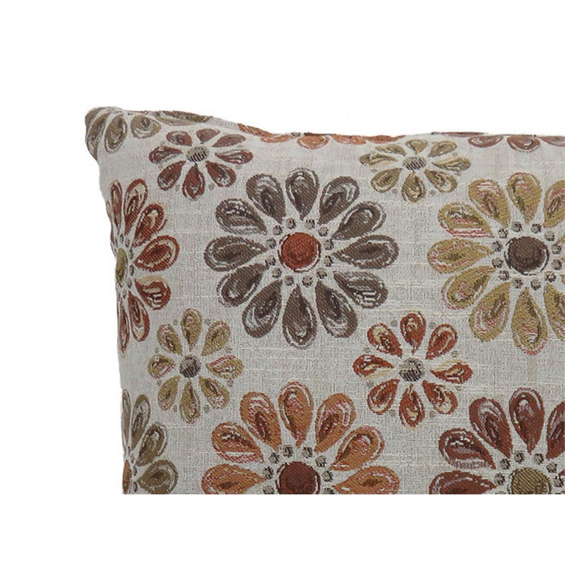 Contemporary Style Floral Designed Set of 2 Throw Pillows- Orange
