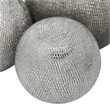 Decorative Ceramic Orbs with Textured Design- Silver- Set of Three