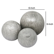 Decorative Ceramic Orbs with Textured Design- Silver- Set of Three