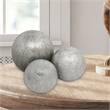Decorative Ceramic Orbs with Textured Design- Silver- Set of Three