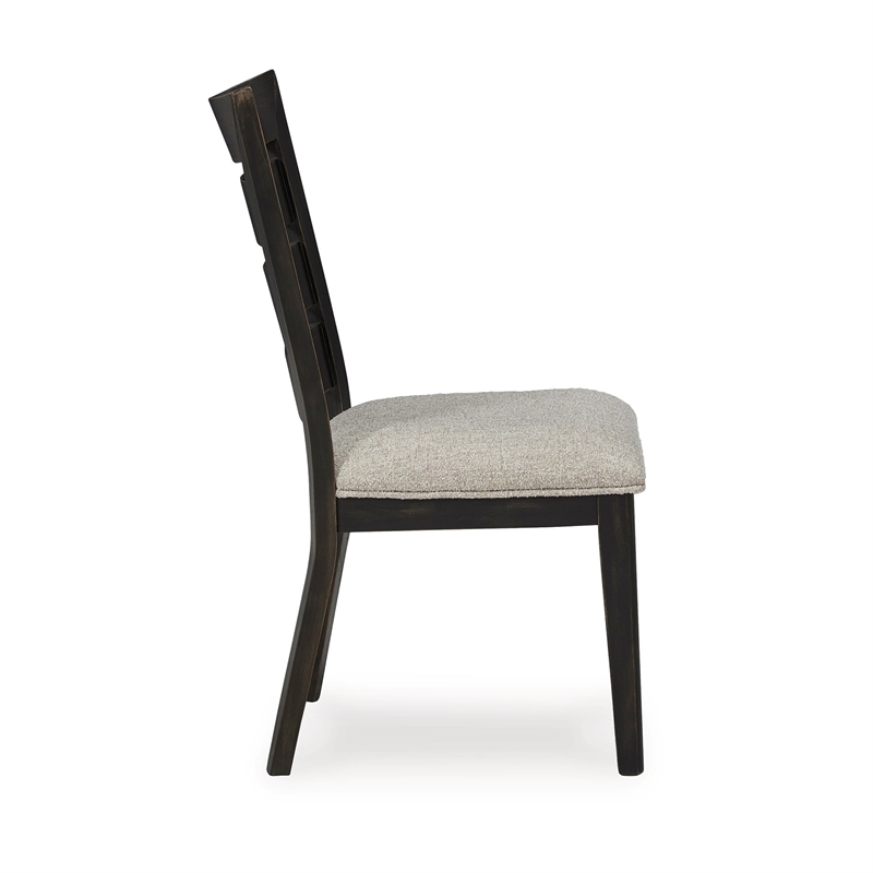 Sili 24 Inch Dining Chair Set of 2- Cushioned- Ladder Back- Black- Gray