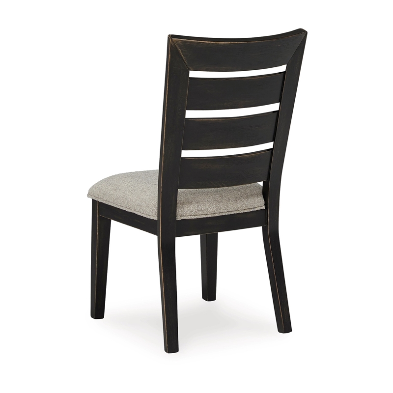 Sili 24 Inch Dining Chair Set of 2- Cushioned- Ladder Back- Black- Gray