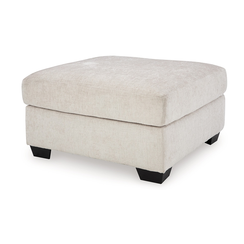 Avie Oversized Accent Ottoman- White Ivory Polyester Cushion- 38 Inch