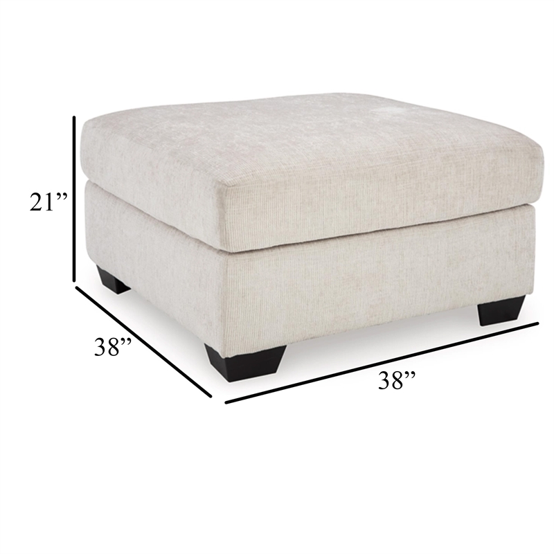 Avie Oversized Accent Ottoman- White Ivory Polyester Cushion- 38 Inch