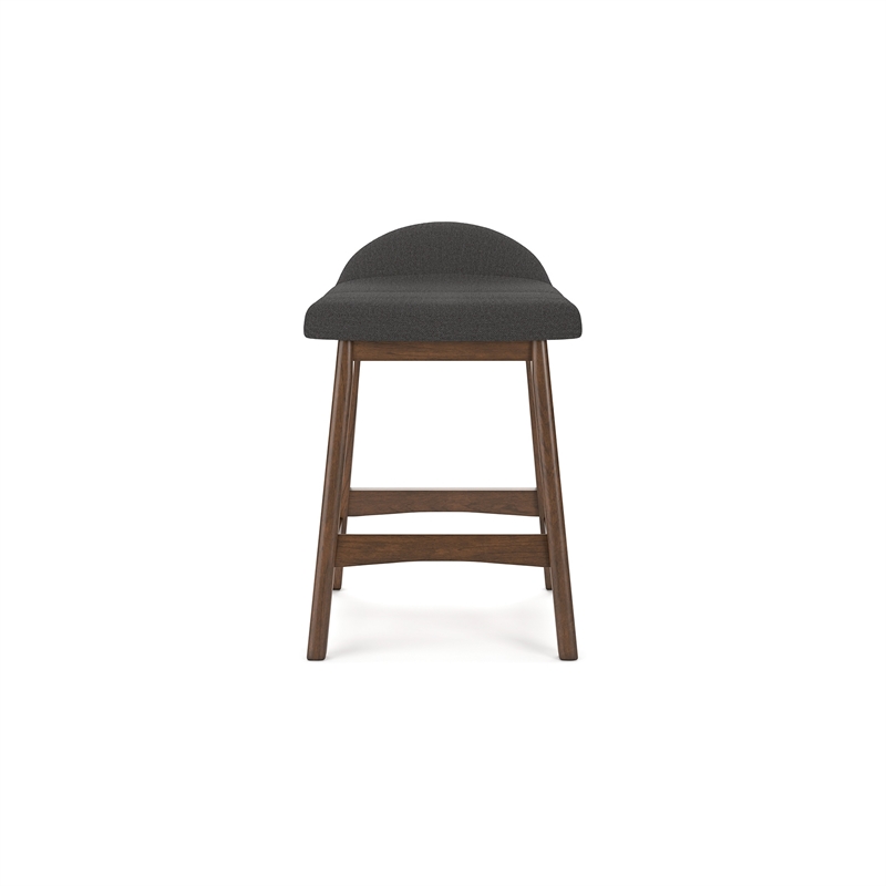 Jeyn Counter Stool with Footrest Set of 2- Brown Wood- Charcoal Gray