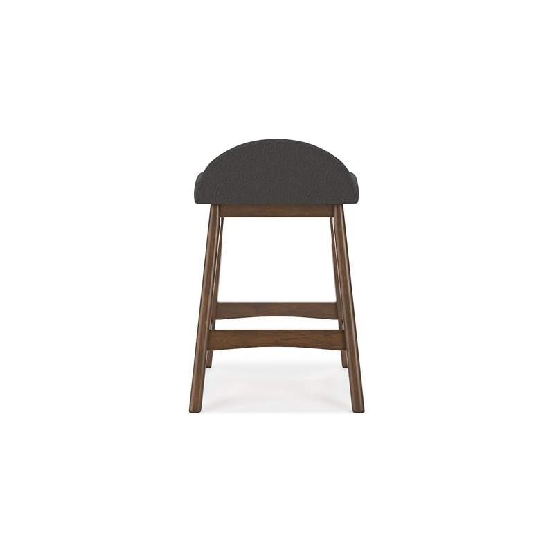 Jeyn Counter Stool with Footrest Set of 2- Brown Wood- Charcoal Gray