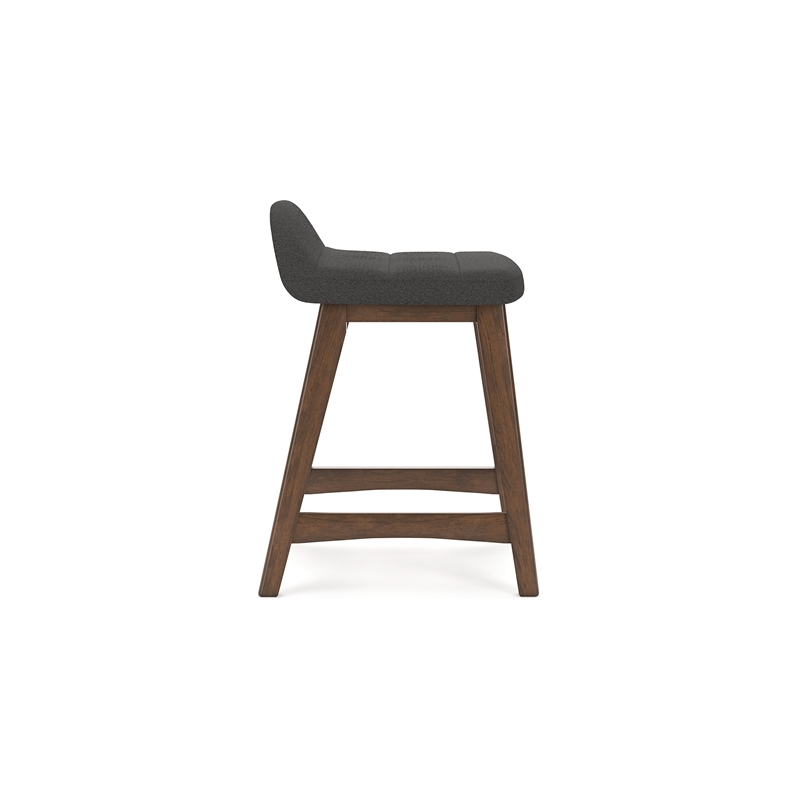 Jeyn Counter Stool with Footrest Set of 2- Brown Wood- Charcoal Gray