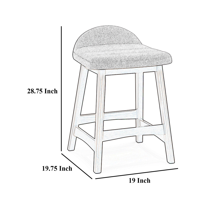 Jeyn Counter Stool with Footrest Set of 2- Brown Wood- Charcoal Gray