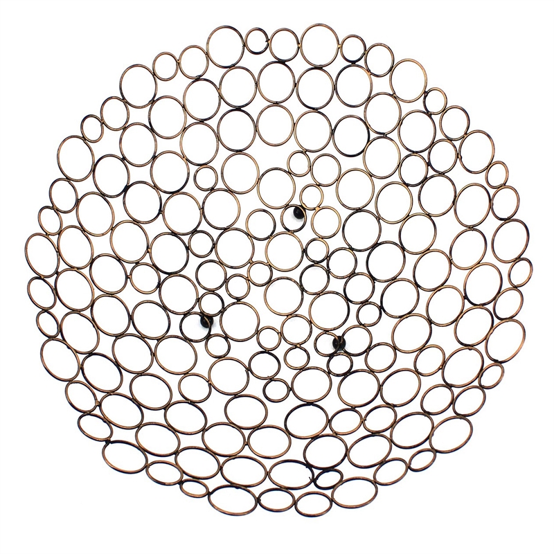 Decorative Metal Tray Set of 2 with Mesh Design and Ball Support-Gold and Black