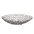Decorative Metal Tray Set of 2 with Mesh Design and Ball Support-Gold and Black