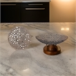Decorative Metal Tray Set of 2 with Mesh Design and Ball Support-Gold and Black