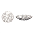 Decorative Metal Tray Set of 2 with Mesh Design and Ball Support-Gold and Black