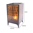 Cuboidal Metal and Glass Candleholder with Typography- Black and Clear