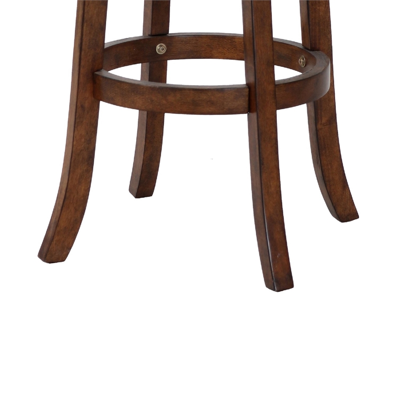 Curved Swivel Barstool with Fabric Padded Seating- Brown and Beige