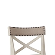 Curved X Shaped Back Swivel Barstool with Fabric Padded Seating- Antique White