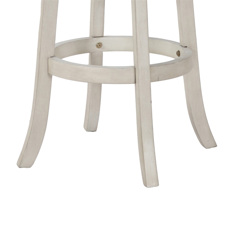 Curved X Shaped Back Swivel Barstool with Fabric Padded Seating- Antique White