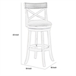 Curved X Shaped Back Swivel Barstool with Fabric Padded Seating- Antique White