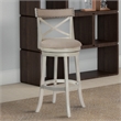 Curved X Shaped Back Swivel Barstool with Fabric Padded Seating- Antique White
