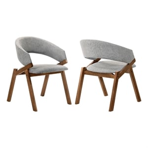 Talulah Gray Fabric and Walnut Veneer Dining Side Chairs - Set of 2