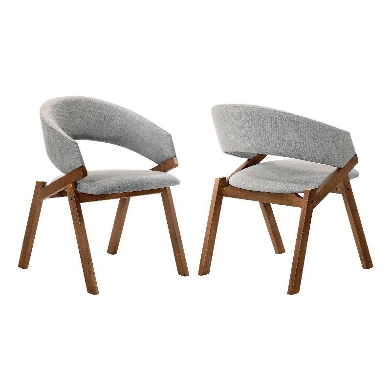 Talulah Gray Fabric and Walnut Veneer Dining Side Chairs - Set of 2