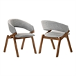 Talulah Gray Fabric and Walnut Veneer Dining Side Chairs - Set of 2