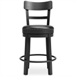 Solid Wood Counter Height Barstool- 360 Degree Swivel- Leatherette Seat- Black