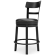 Solid Wood Counter Height Barstool- 360 Degree Swivel- Leatherette Seat- Black