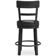 Solid Wood Counter Height Barstool- 360 Degree Swivel- Leatherette Seat- Black