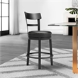 Solid Wood Counter Height Barstool- 360 Degree Swivel- Leatherette Seat- Black