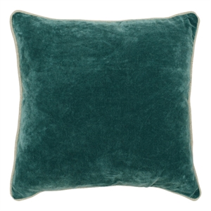 Square Fabric Throw Pillow with Solid Color and Piped Edges- Teal Green