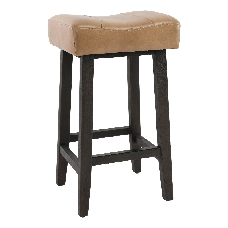 26 Inch Wooden Frame Leatherette Backless Counterstool- Beige