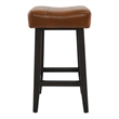 26 Inch Wooden Frame Leatherette Backless Counterstool- Brown