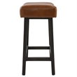 26 Inch Wooden Frame Leatherette Backless Counterstool- Brown