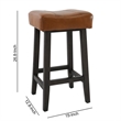 26 Inch Wooden Frame Leatherette Backless Counterstool- Brown