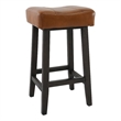 26 Inch Wooden Frame Leatherette Backless Counterstool- Brown