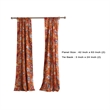 Paris 4 Piece Floral Print Fabric Curtain Panel with Ties- Orange