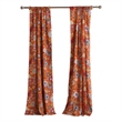 Paris 4 Piece Floral Print Fabric Curtain Panel with Ties- Orange