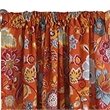 Paris 4 Piece Floral Print Fabric Curtain Panel with Ties- Orange