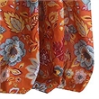 Paris 4 Piece Floral Print Fabric Curtain Panel with Ties- Orange