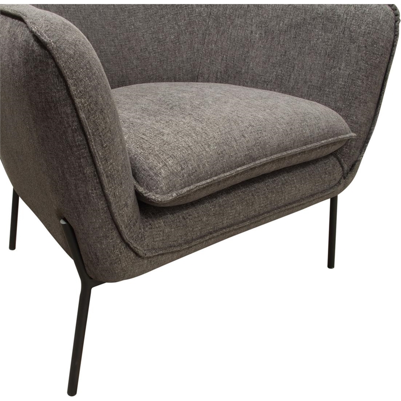 Polyester Upholstered Accent Chair with Splayed Metal Legs - Gray
