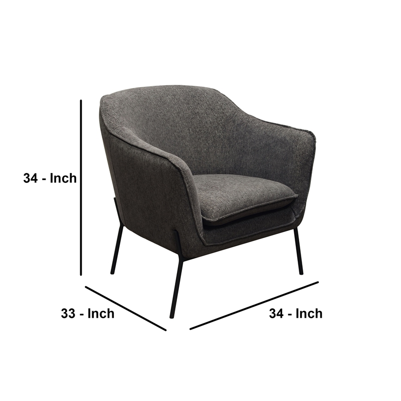 Polyester Upholstered Accent Chair with Splayed Metal Legs - Gray
