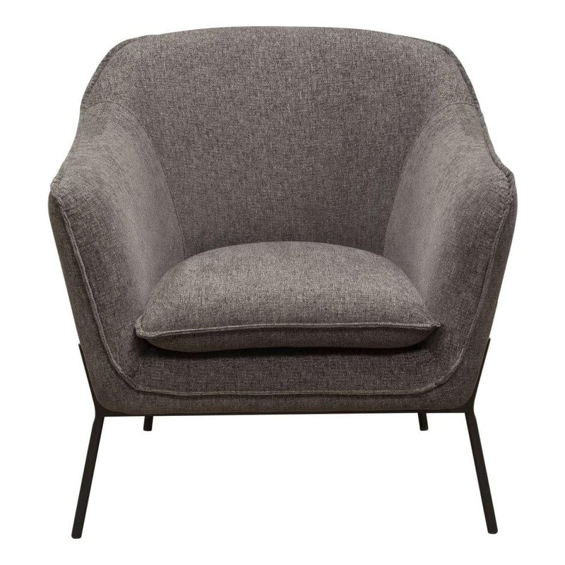 Polyester Upholstered Accent Chair with Splayed Metal Legs - Gray