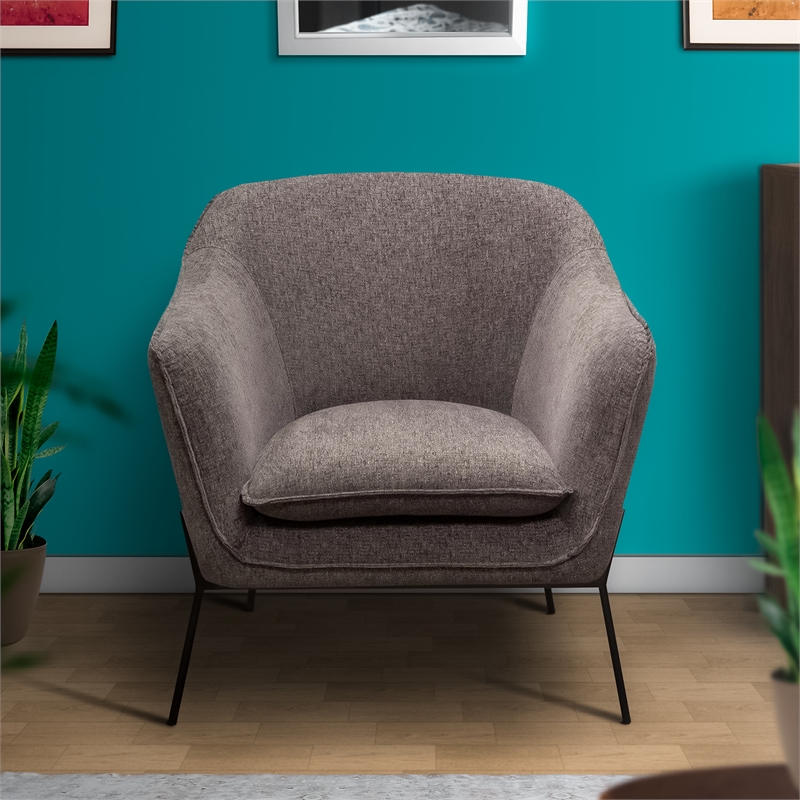 Polyester Upholstered Accent Chair with Splayed Metal Legs - Gray