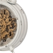 Classic Metal Table Clock with Gears Front Distressed Details- White and Gold