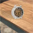 Classic Metal Table Clock with Gears Front Distressed Details- White and Gold