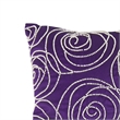 Designer Faux Silk Cotton Pillow with Pearl Beads- Purple and Silver-